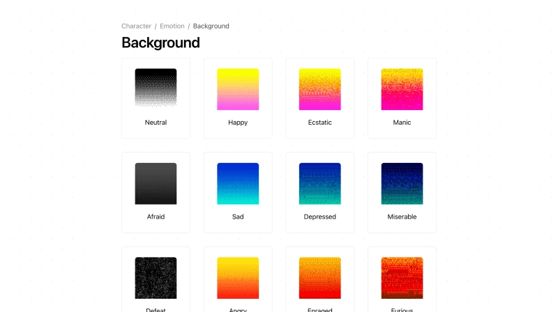A screenshot of the background selection page of OMORI GIF Generator